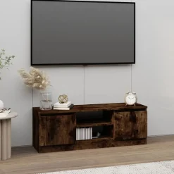 vidaXL Meuble TV avec porte Chêne fumé 102x30x36 cm