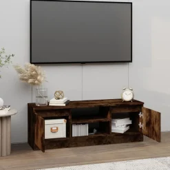 vidaXL Meuble TV avec porte Chêne fumé 102x30x36 cm