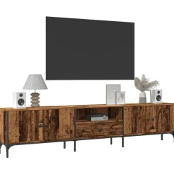 Meubles Tv-vidaXL Meuble TV avec tiroir 200x25x44 cm bois d'ingénierie Vieux bois