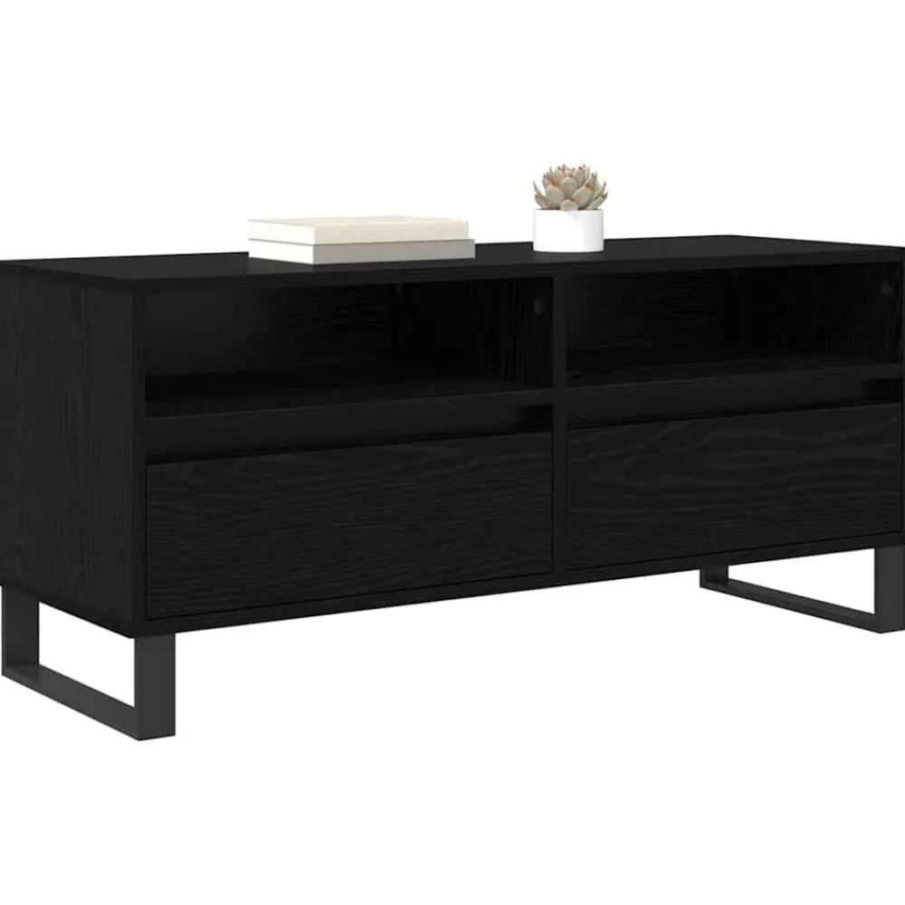 Meubles Tv-vidaXL Meuble TV avec tiroir Chêne noir 100 x 34,5 x 44,5 cm Chêne noir