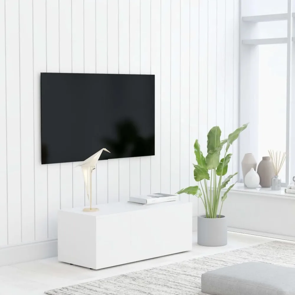 Meubles Tv-vidaXL Meuble TV 80x34x30 cm Bois d'ingénierie Blanc