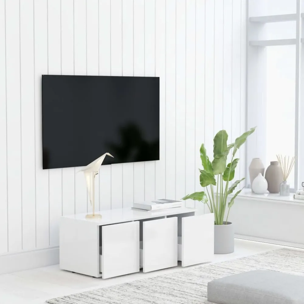 Meubles Tv-vidaXL Meuble TV 80x34x30 cm Bois d'ingénierie Blanc