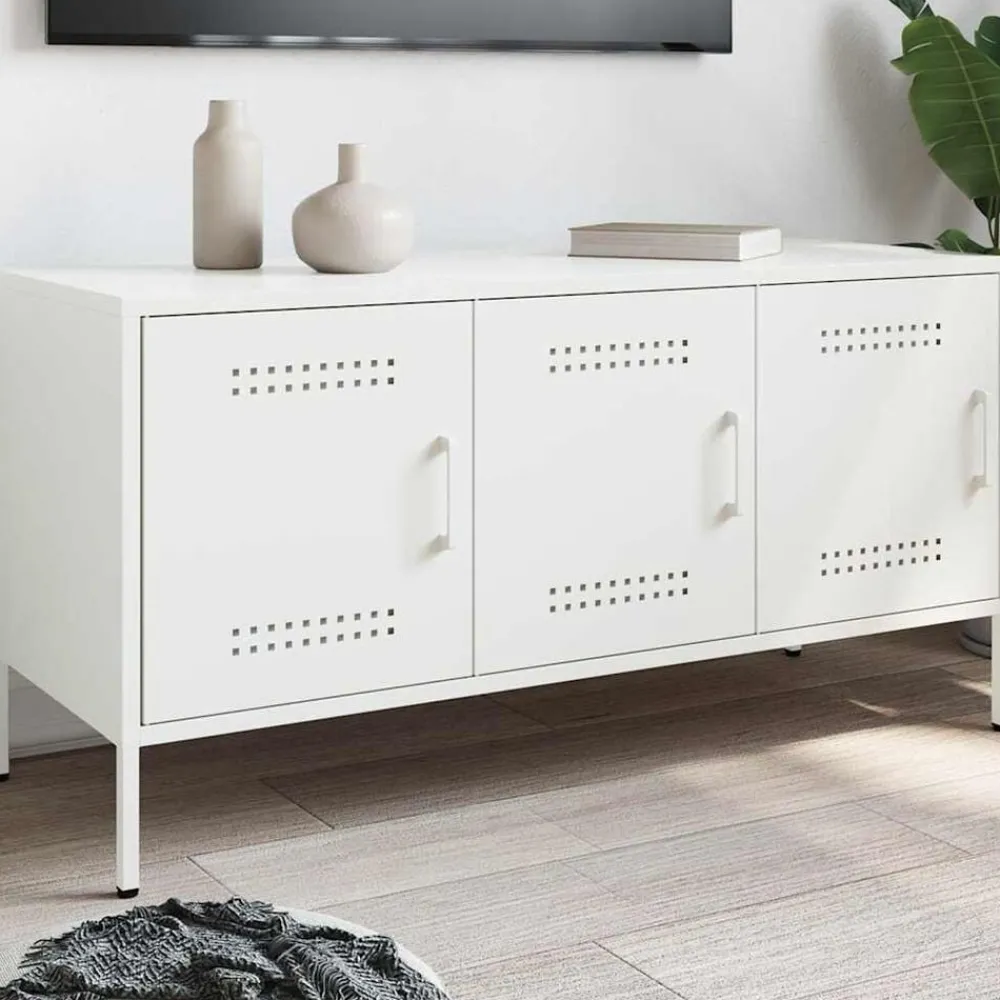 Meubles Tv-vidaXL Meuble TV 100,5x39x50,5 cm acier Blanc