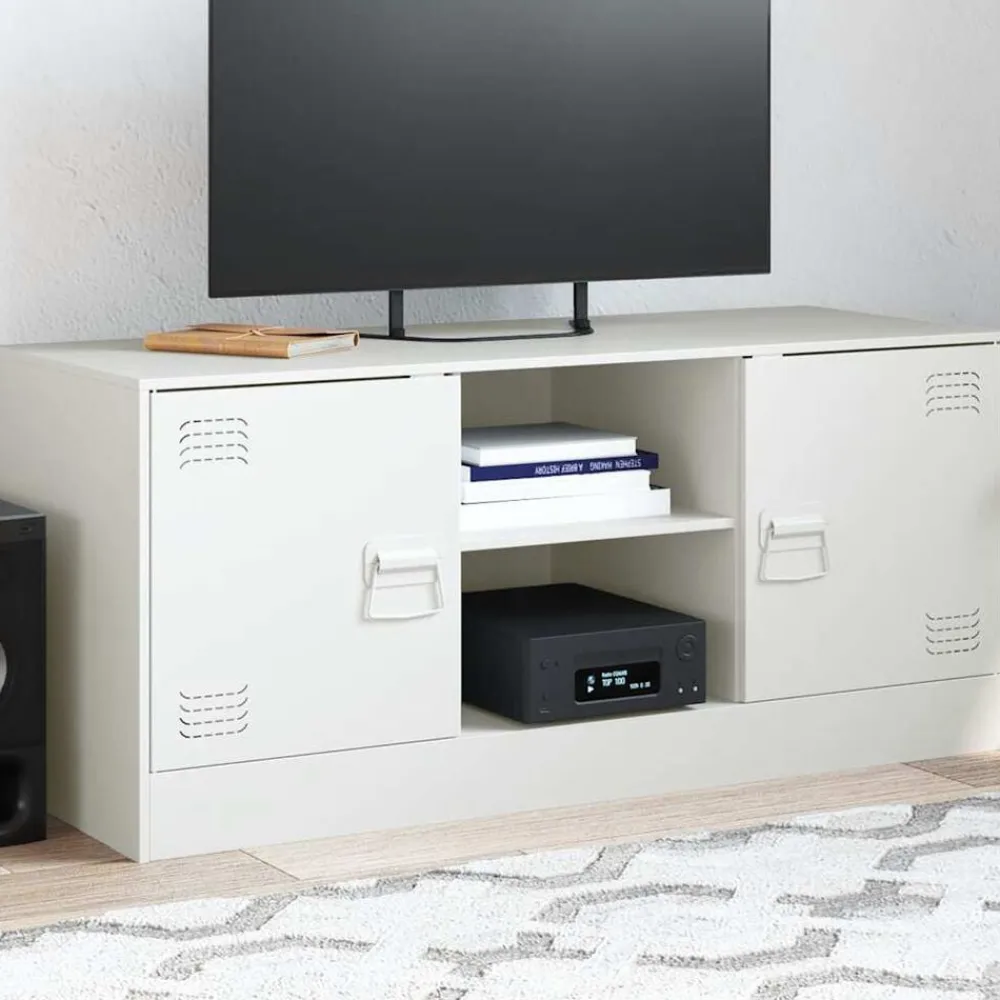 Meubles Tv-vidaXL Meuble TV 99x39x44 cm acier Blanc