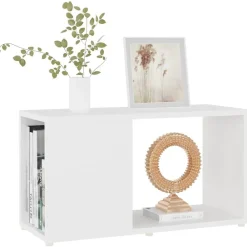 Étagères-vidaXL Meuble TV 60x24x32 cm Bois d'ingénierie Blanc
