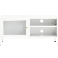 Meubles Tv-vidaXL Meuble TV 90x30x44 cm Acier et verre Blanc