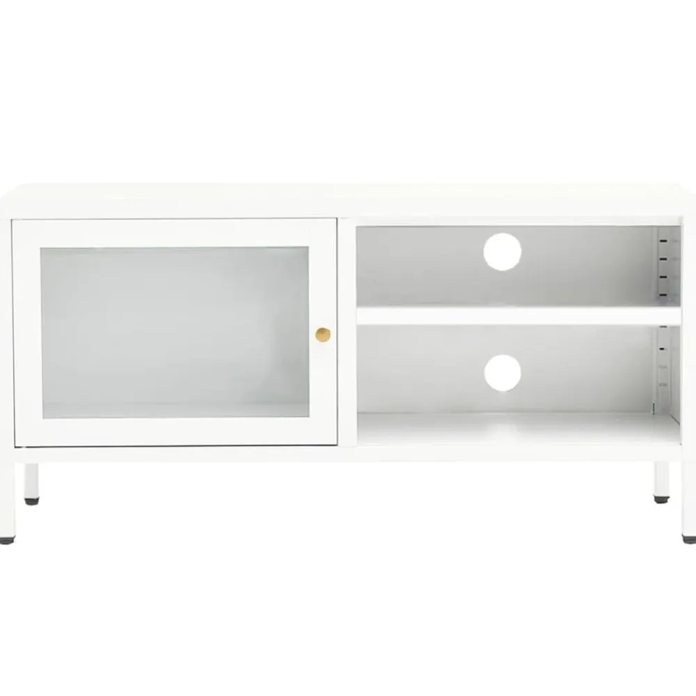 Meubles Tv-vidaXL Meuble TV 90x30x44 cm Acier et verre Blanc