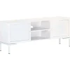 vidaXL Meuble TV Blanc 115x30x46 cm Bois massif de manguier