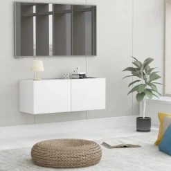 Meubles Tv-vidaXL Meuble TV 80x30x30 cm Bois d'ingénierie Blanc