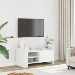 Meubles Tv-vidaXL Meuble TV 80x35x40 cm bois d’ingénierie Blanc
