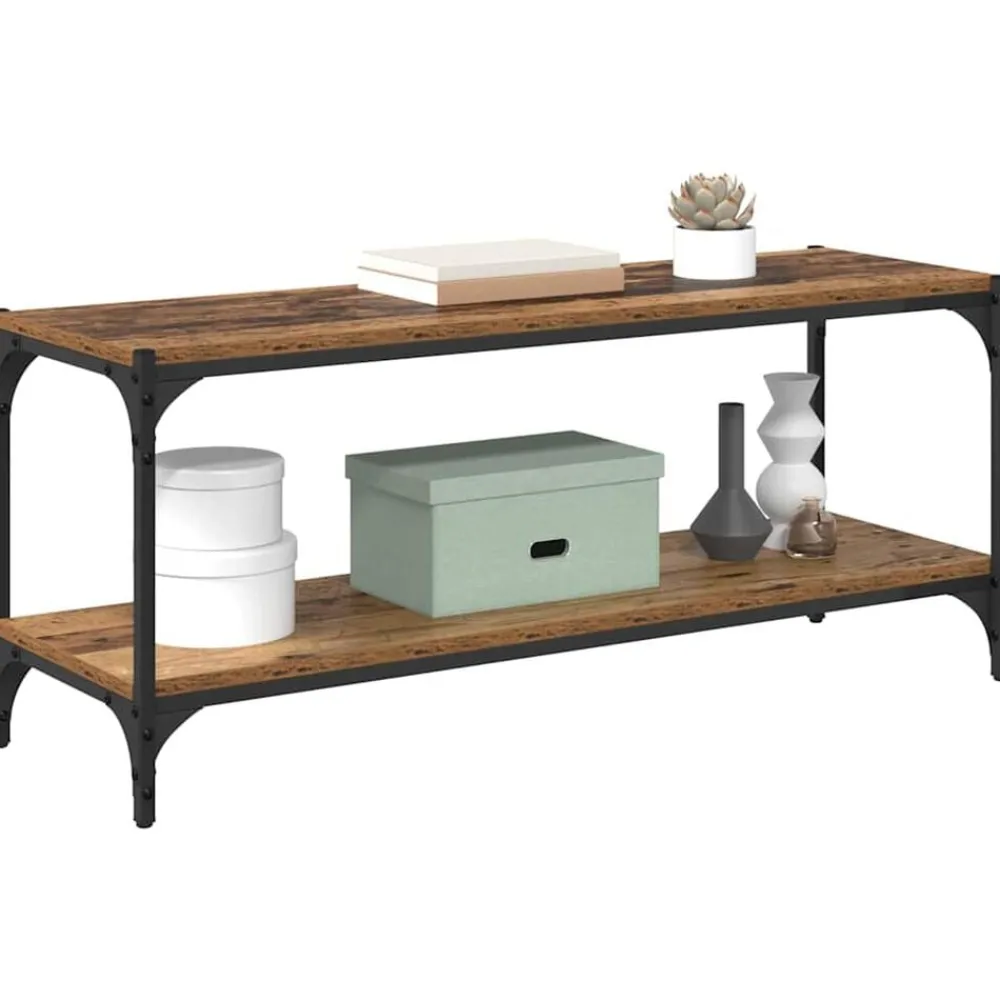 vidaXL Meuble TV 100x33x41cm Bois d'ingénierie et fer