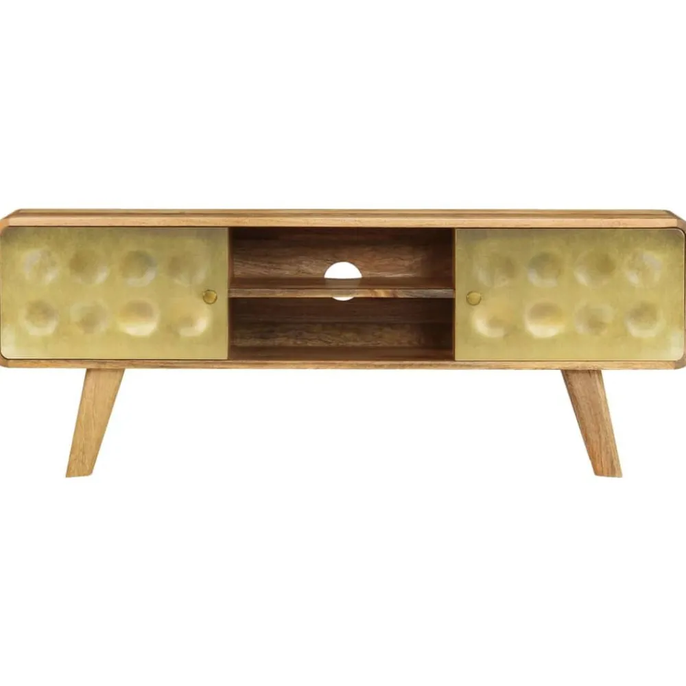 Meubles Tv-vidaXL Meuble TV Bois de manguier massif 120x30x45 cm Doré