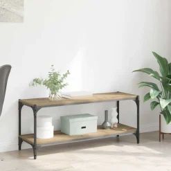 Étagères-vidaXL Meuble TV Chêne artisanal 100x33x41cm Bois d'ingénierie et fer ch&ecirc;ne artisanal