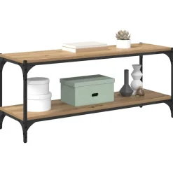 Étagères-vidaXL Meuble TV Chêne artisanal 100x33x41cm Bois d'ingénierie et fer ch&ecirc;ne artisanal