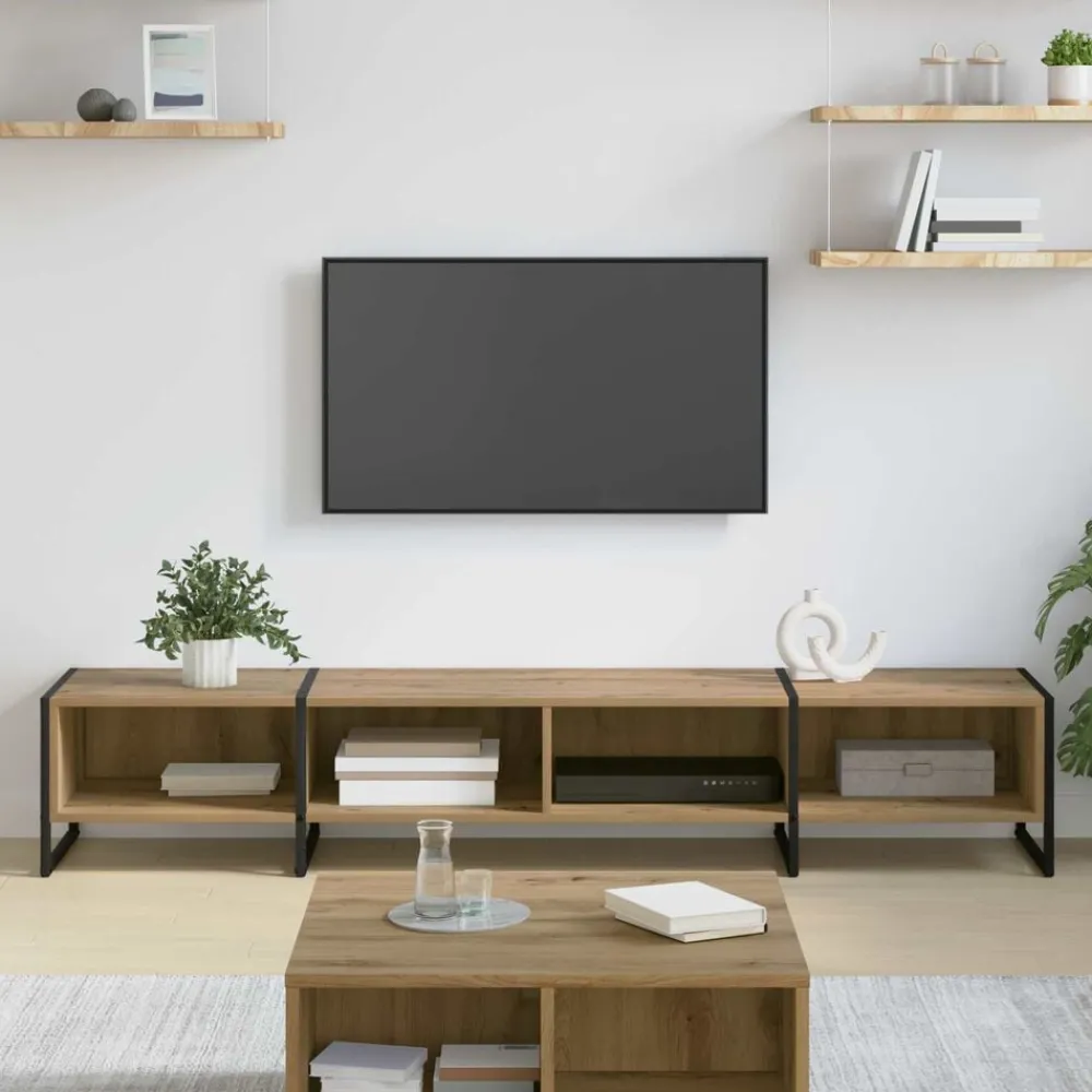 Meubles Tv-vidaXL Meuble TV Chêne artisan 170,5 x 36 x 30,5 cm Bois d'ingénierie chêne artisanal