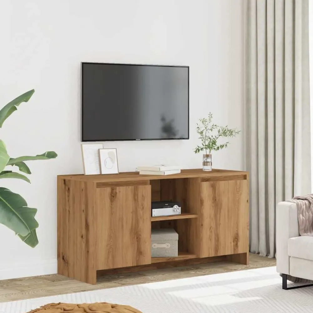 Meubles Tv-vidaXL Meuble TV chêne artisanal 102x37,5x52,5 cm bois d'ingénierie chêne artisanal