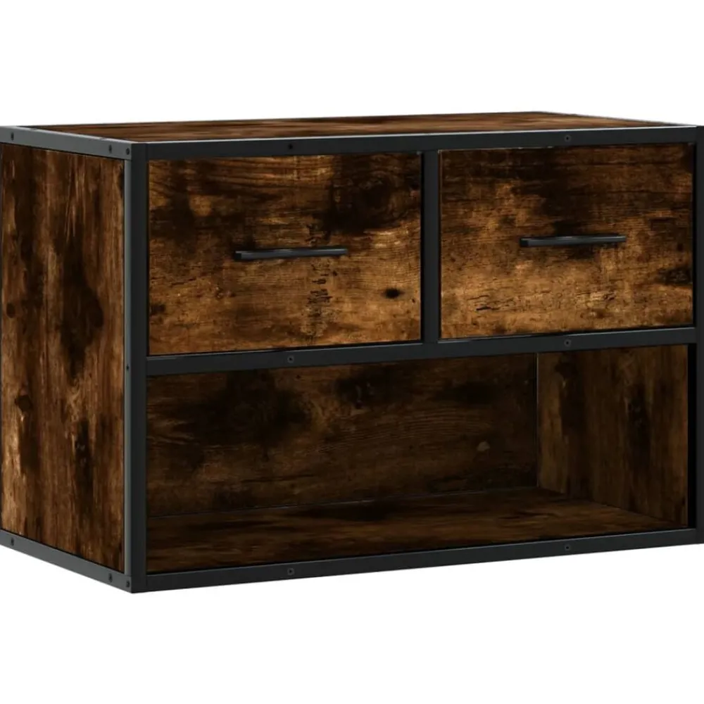 Meubles Tv-vidaXL Meuble TV chêne fumé 60x31x39,5 cm bois d'ingénierie et métal Chêne fumé