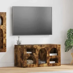 vidaXL Meuble TV Chêne fumé 80 x 35 x 40 cm Bois d'ingénierie