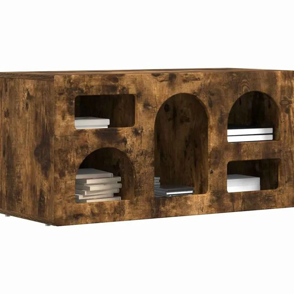 vidaXL Meuble TV Chêne fumé 80 x 35 x 40 cm Bois d'ingénierie