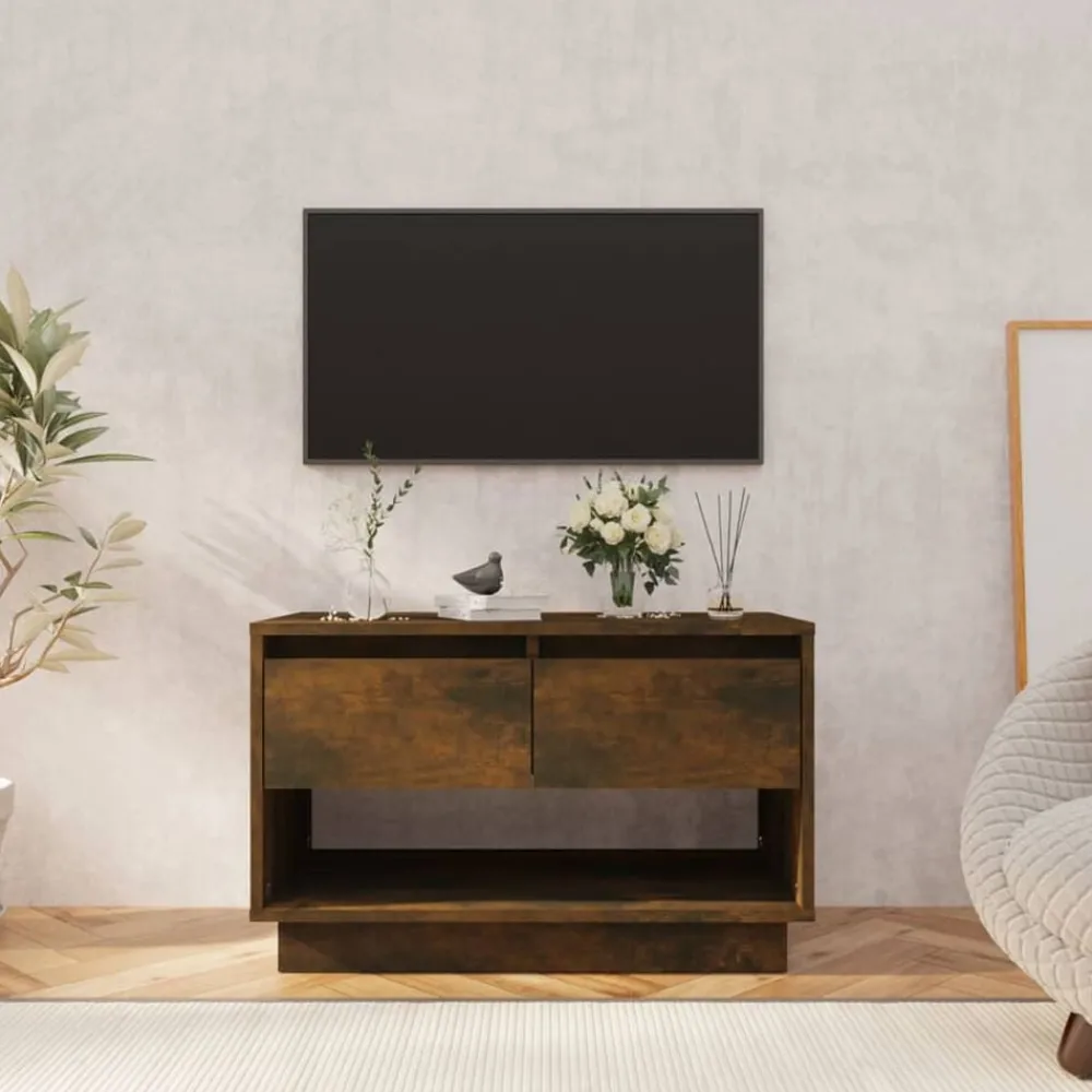 vidaXL Meuble TV chêne fumé 70x41x44 cm bois d'ingénierie