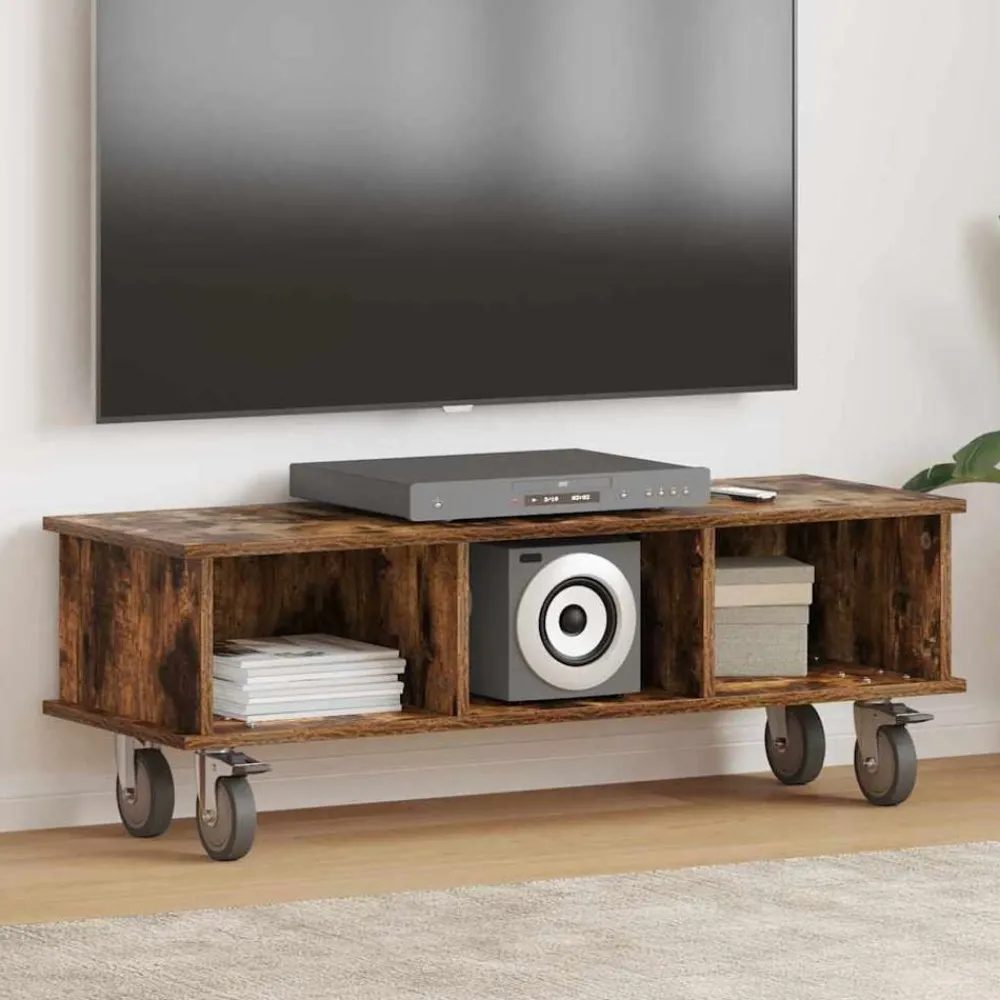 vidaXL Meuble TV Chêne fumé 100 x 35 x 35 cm Bois d'ingénierie