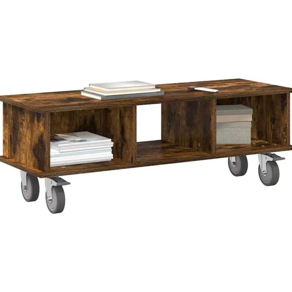 vidaXL Meuble TV Chêne fumé 100 x 35 x 35 cm Bois d'ingénierie