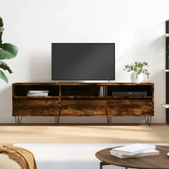 vidaXL Meuble TV chêne fumé 150x30x44,5 cm bois d'ingénierie