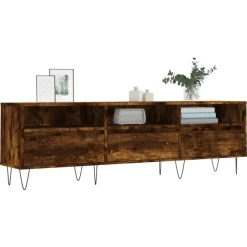 vidaXL Meuble TV chêne fumé 150x30x44,5 cm bois d'ingénierie
