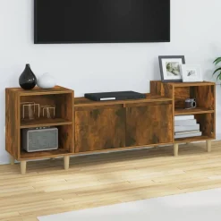 Meubles Tv-vidaXL Meuble TV Chêne fumé 160x35x55 cm Bois d'ingénierie Ch&ecirc;ne fumé