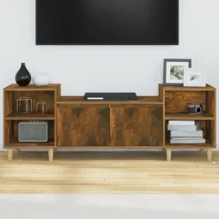 Meubles Tv-vidaXL Meuble TV Chêne fumé 160x35x55 cm Bois d'ingénierie Ch&ecirc;ne fumé