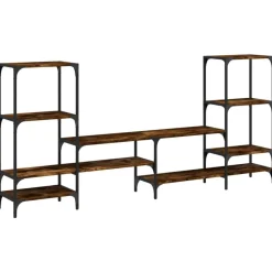 vidaXL Meuble TV chêne fumé 206,5x28,5x95 cm bois d'ingénierie