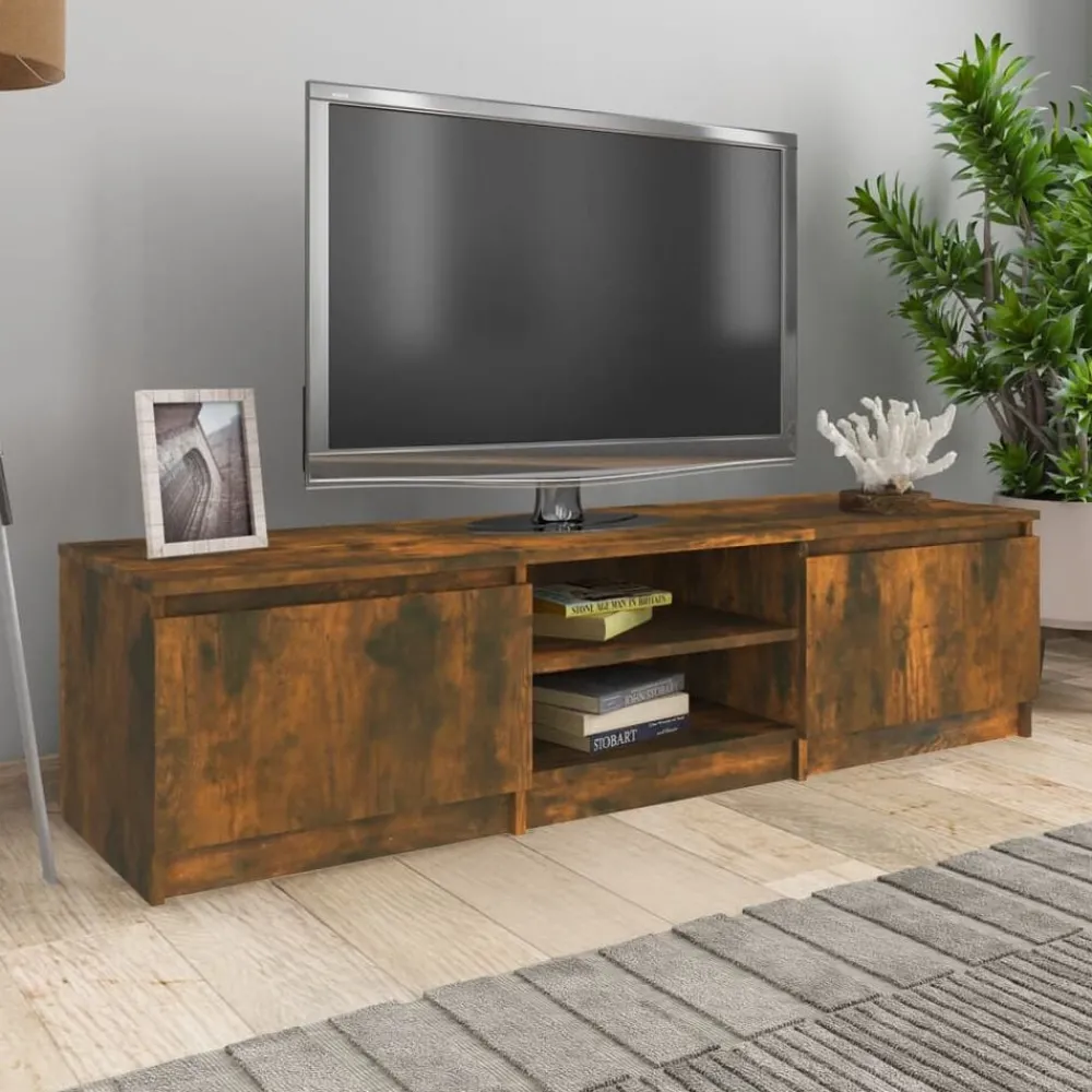vidaXL Meuble TV Chêne fumé 140x40x35,5 cm Bois d'ingénierie