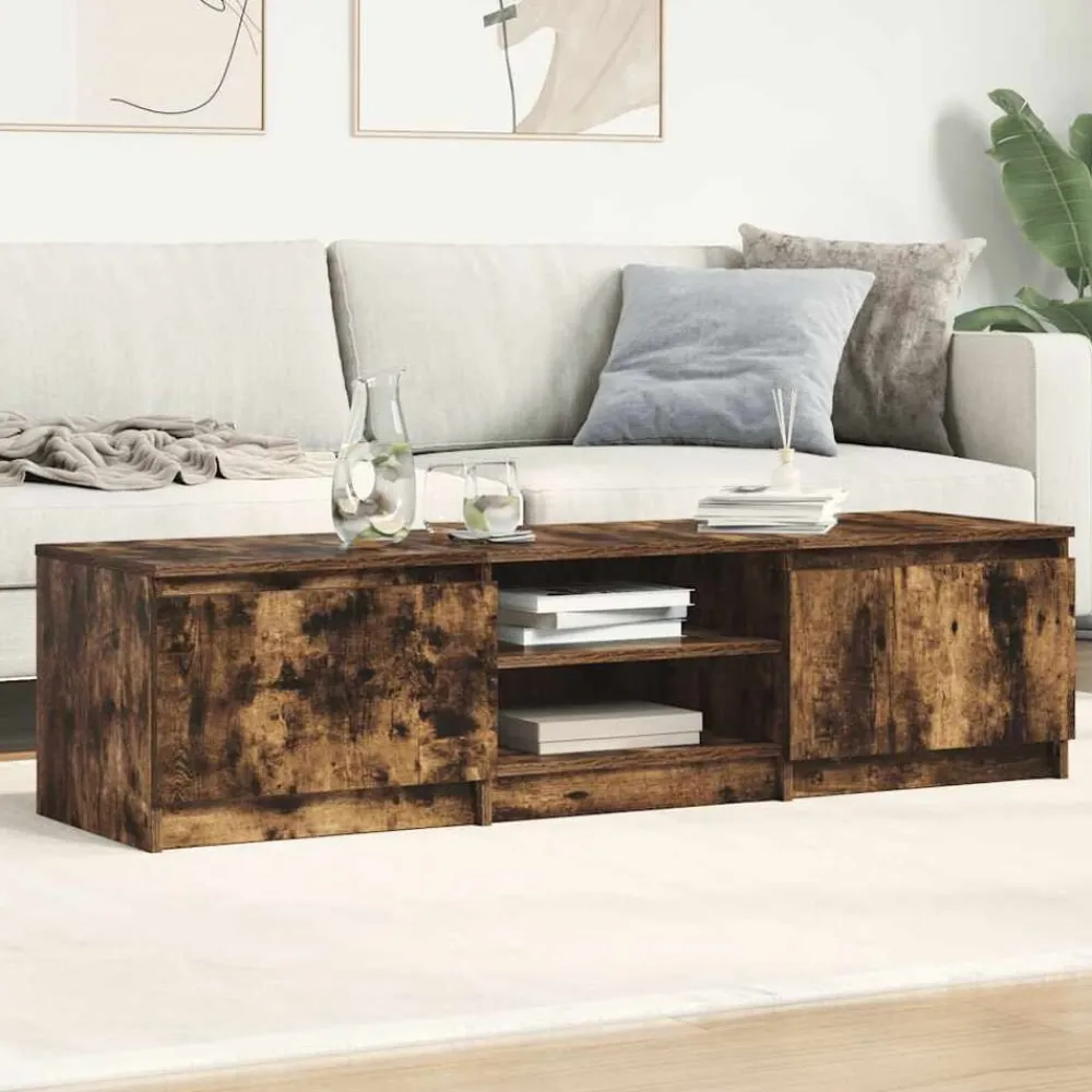vidaXL Meuble TV Chêne fumé 140x40x35,5 cm Bois d'ingénierie