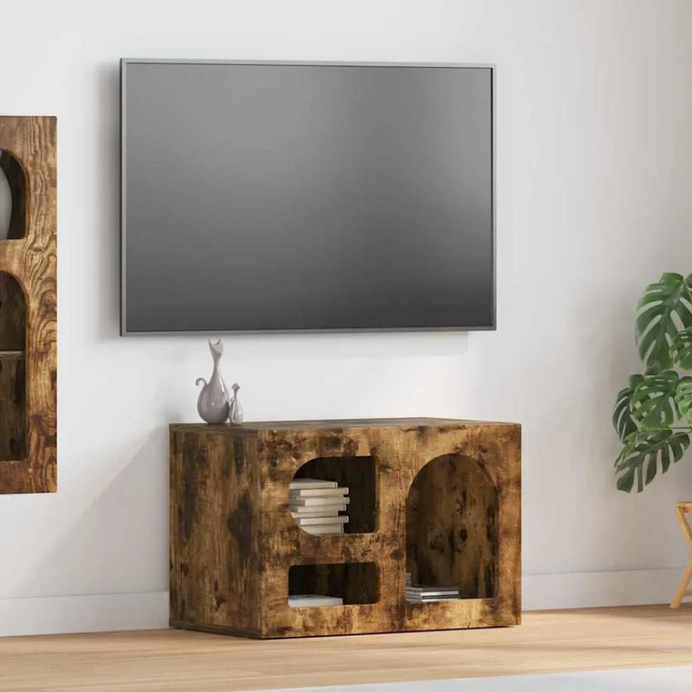 vidaXL Meuble TV Chêne fumé 60 x 35 x 40 cm Bois d'ingénierie