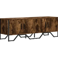 Meubles Tv-vidaXL Meuble TV chêne fumé 122x34x41 cm bois d'ingénierie Chêne fumé