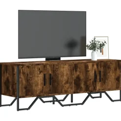 Meubles Tv-vidaXL Meuble TV chêne fumé 122x34x41 cm bois d'ingénierie Ch&ecirc;ne fumé
