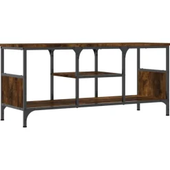Meubles Tv-vidaXL Meuble TV chêne fumé 100x35x45 cm bois d'ingénierie et fer Chêne fumé