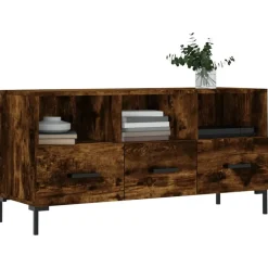 Meubles Tv-vidaXL Meuble TV chêne fumé 102x36x50 cm bois d'ingénierie Chêne fumé