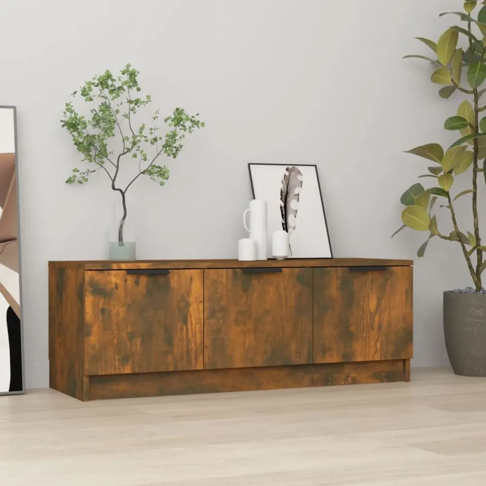 vidaXL Meuble TV Chêne fumé 102x35x36,5 cm Bois d'ingénierie