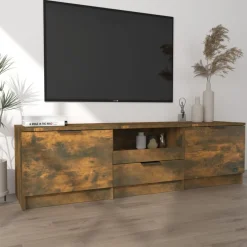 Meubles Tv-vidaXL Meuble TV Chêne fumé 140x35x40 cm Bois d'ingénierie Ch&ecirc;ne fumé