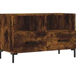 Meubles Tv-vidaXL Meuble TV Chêne fumé 80x36x50 cm Bois d'ingénierie Chêne fumé