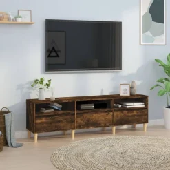 Meubles Tv-vidaXL Meuble TV chêne fumé 150x30x44,5 cm bois d'ingénierie Ch&ecirc;ne fumé