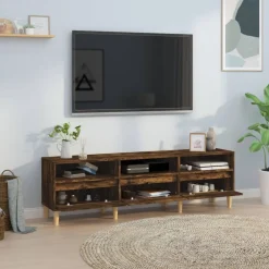 Meubles Tv-vidaXL Meuble TV chêne fumé 150x30x44,5 cm bois d'ingénierie Ch&ecirc;ne fumé
