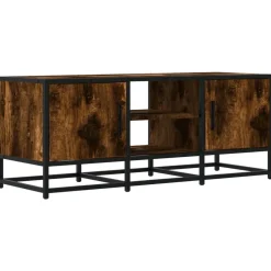 vidaXL Meuble TV chêne fumé 100x35x41 cm bois d'ingénierie et métal