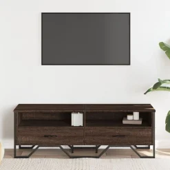 Meubles Tv-vidaXL Meuble TV chêne marron 122x34x41 cm bois d'ingénierie Ch&ecirc;ne marron