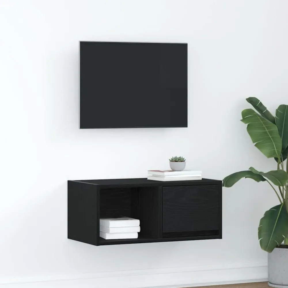 Meubles Tv-vidaXL Meuble TV chêne noir 60x31x25,5 cm bois d'ingénierie Chêne noir