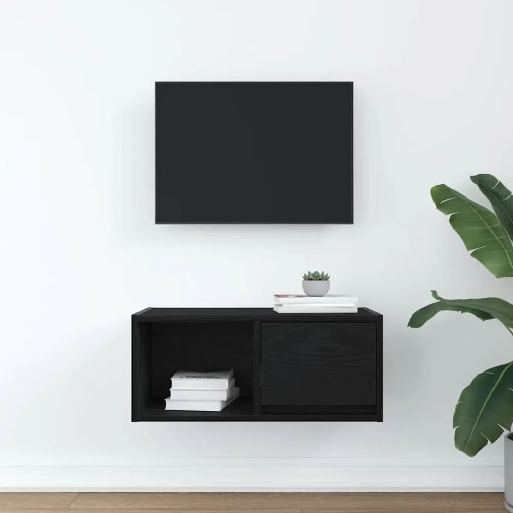Meubles Tv-vidaXL Meuble TV chêne noir 60x31x25,5 cm bois d'ingénierie Chêne noir