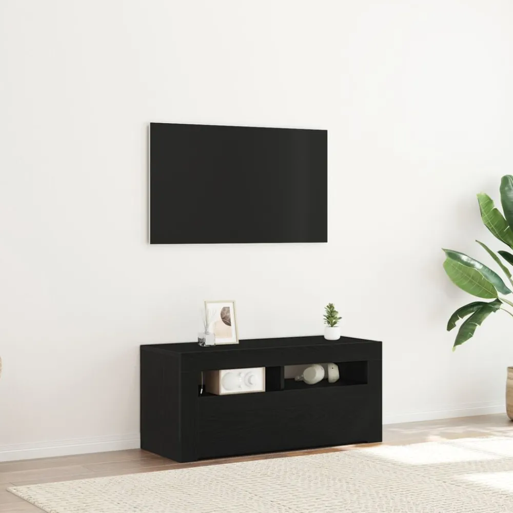Meubles Tv-vidaXL Meuble TV Chêne noir 90 x 35 x 40 cm Bois d'ingénierie Chêne noir