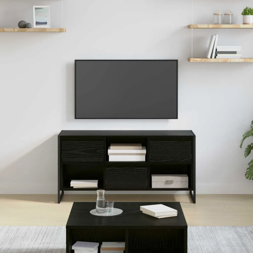 Meubles Tv-vidaXL Meuble TV Chêne noir 100 x 36 x 49,5 cm Bois d'ingénierie Chêne noir