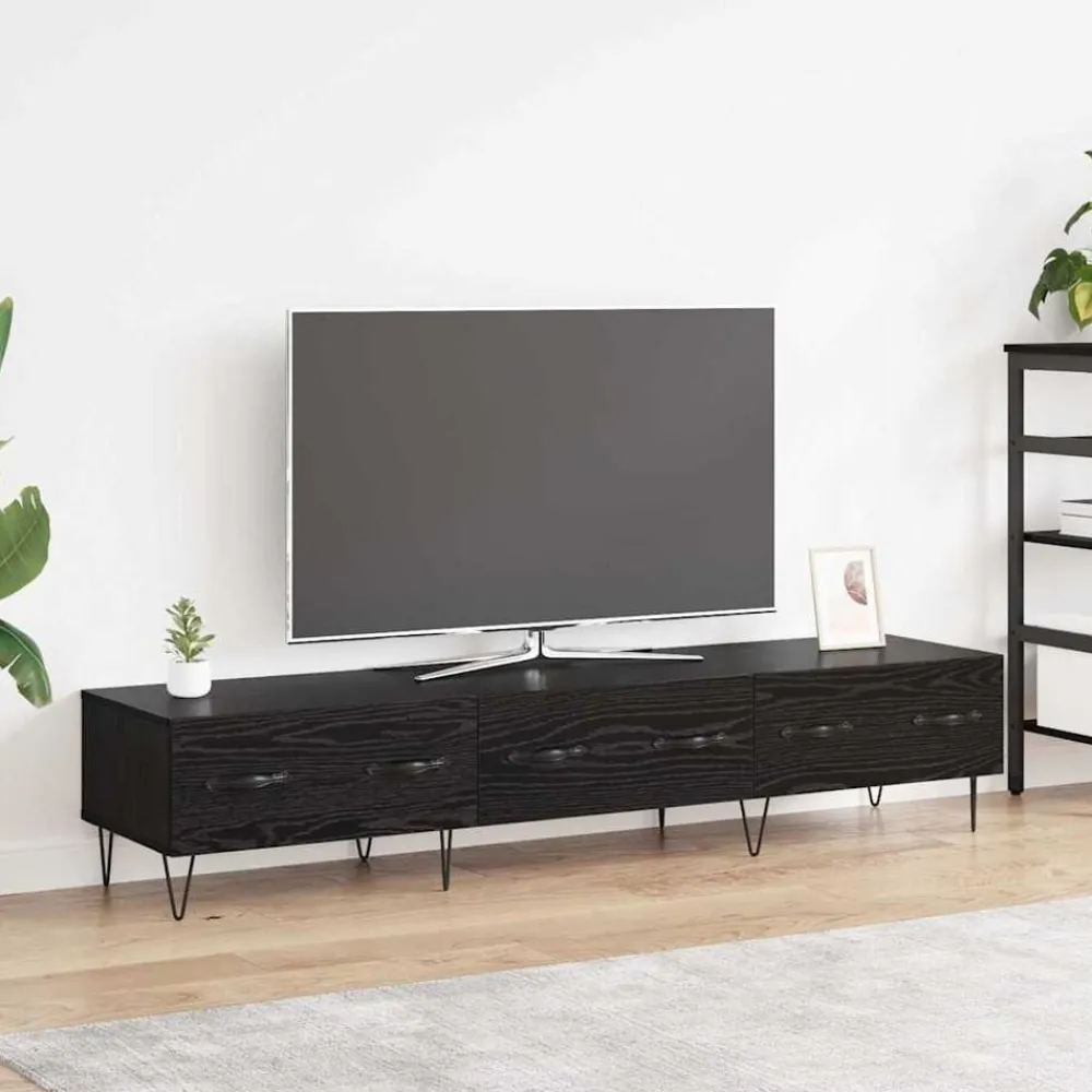 Meubles Tv-vidaXL Meuble TV Chêne noir 150 x 36 x 30 cm Bois d'ingénierie Chêne noir